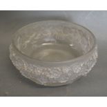 A Lalique Opalescent Glass Bowl decorated in relief with a foliate band impressed mark R Lalique,