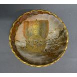 A 19th Century Satsuma Earthenware Ribbed Bowl decorated with figures within a ship and a