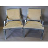 A Pair of French Grey Armchairs,