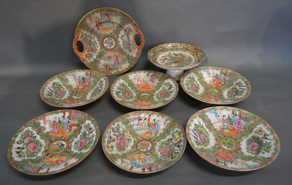 A Group of Six Late 19th Early 20th Century Canton Dishes,