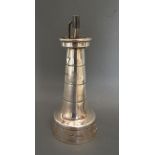 An Edwardian Silver Table Lighter in the form of a Lighthouse, London 1907,