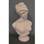 A Reconstituted Marble Bust in the form of Venus with circular plinth,