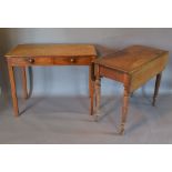 A 19th Century Mahogany Side Table with two frieze drawers with knob handles raised upon square