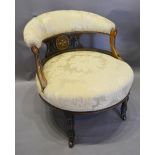 An Edwardian Rosewood Marquetry Inlaid Tub Shaped Drawing Room Chair,