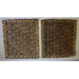 A Pair of North West Persian Woollen Small Rugs with an all over design upon a blue and cream