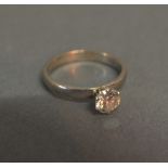 An 18ct. White Gold Solitaire Diamond Ri