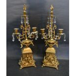 A Pair of 19th Century Brass and Cut Gla