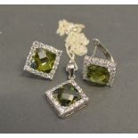 A Silver Suite of Jewellery comprising Pendant with Matching Earrings,