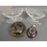 A Pair of Cut Glass Salts with Pedestal Bases,