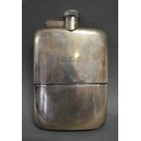 A Sheffield Silver Hip Flask of Slightly Curved Form with removable cup, 11.5 ozs.