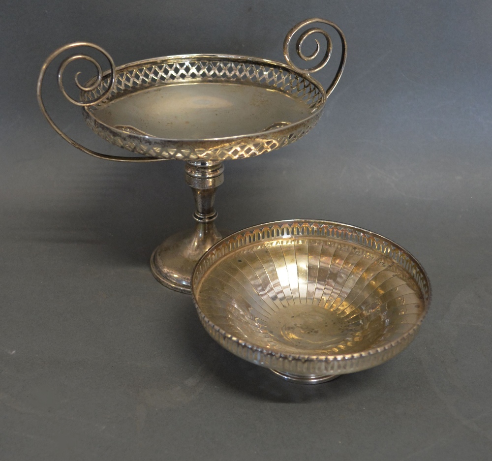 A Birmingham Silver Two Handled Comport with circular pedestal base,