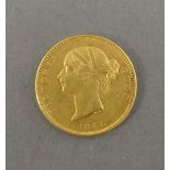 A Victorian Gold Mohur Coin dated 1841, WW incuse, 11.