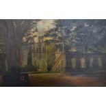 A Large 19th Century Oil on Canvas VIEW OF HADDON HALL Signed with monogram and dated 1885,