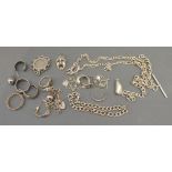 A Small Collection of Silver Jewellery, to include rings,