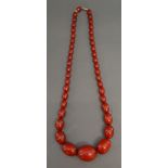 An Early 20th Century Graduated Amber Bead Necklace