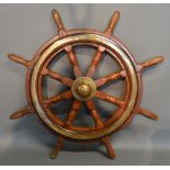 An Early 20th Century Brass Mounted Ship's Wheel,