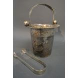 A Chinese Sterling Silver Ice Bucket with Swing Handle,