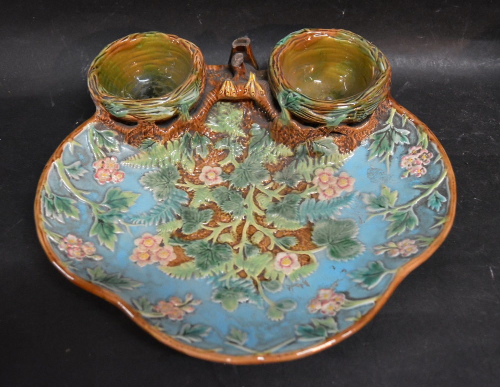 A 19th Century George Jones Majolica Strawberry Dish of Shaped Outline