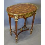 A French Marquetry Inlaid and Gilt Metal Mounted Occasional Table,