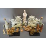 A Chinese Soapstone Group together with a collection of other Chinese works of art and ceramics