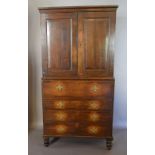 A George III Oak Secretaire Cabinet on Chest,