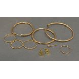 A Group of Four 9ct. Gold Rings, together with various hoop earrings, 4.