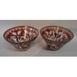 A Pair of Red Flash Bowls decorated with