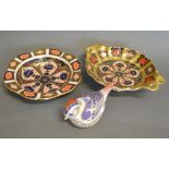 A Royal Crown Derby Porcelain Pedestal Dish decorated in the Imari palette,