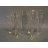 A Set of Six 19th Century Glass Champagne Flutes