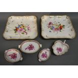 A Pair of 19th Century German Porcelain Dishes of Square Form,