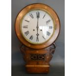 A 19th Century Walnut Marquetry Inlaid Drop Dial Wall Clock,