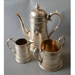 A Victorian Silver Three Piece Coffee Service comprising coffee pot,