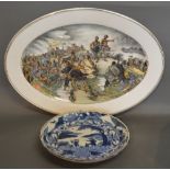 A Chinese Oval Platter decorated with figures within a landscape bearing signature 37 x 52 cms,