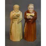 A Royal Worcester Blush Ivory Candle Extinguisher in the form of a Monk,