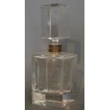An Art Deco Cut Glass Scent Bottle with Silver Collar