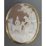 A 19th Century Oval Large Cameo Brooch depicting figures within a landscape