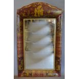 A Toll Ware Rectangular Wall Mirror Chinoiserie Decorated Highlighted with Gilt,