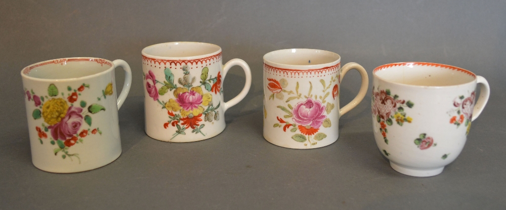 An 18th Century Bristol Coffee Can, painted with summer flowers, circa 1775,