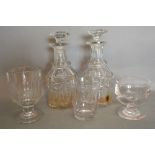 A Pair of Georgian Cut Glass Decanters with Stoppers,