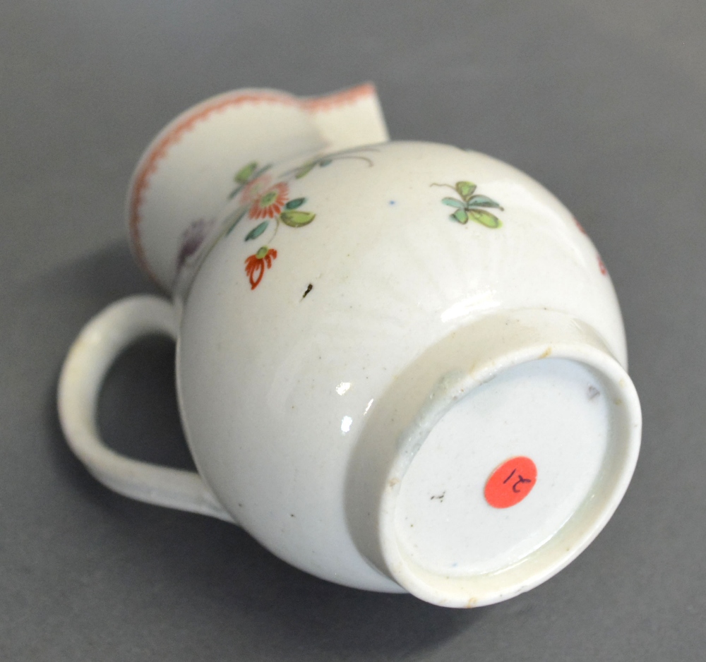 An 18th Century Liverpool Sparrow Beak Jug, hand painted with summer flowers, circa 1770, - Image 2 of 2