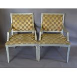 A Pair of French Grey Painted Armchairs,