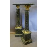 A Pair of Green Marble and Gilt Metal Mounted Torchere,