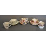 A Derby Coffee Can and Saucer together with two similar trios,