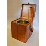 A Leather Travelling Wine Cooler with Tongs