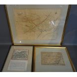 A Small 18th Century Coloured Map of Suffolk together with two other similar maps