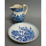 A First Period Worcester Dish decorated in under glaze blue and marked with blue crescent,