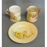 A Royal Worcester Blush Ivory Small Mug hand painted with summer flowers and highlighted with gilt