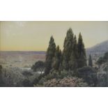 Herbert George 'Topographical View from a Hilltop' Watercolour, signed,