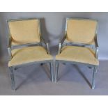 A Pair of 20th Century French Silvered Armchairs,