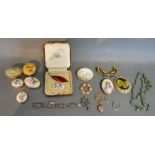 A Collection of Jewellery, to include a Norwegian enamel and silver brooch in the form of a leaf,